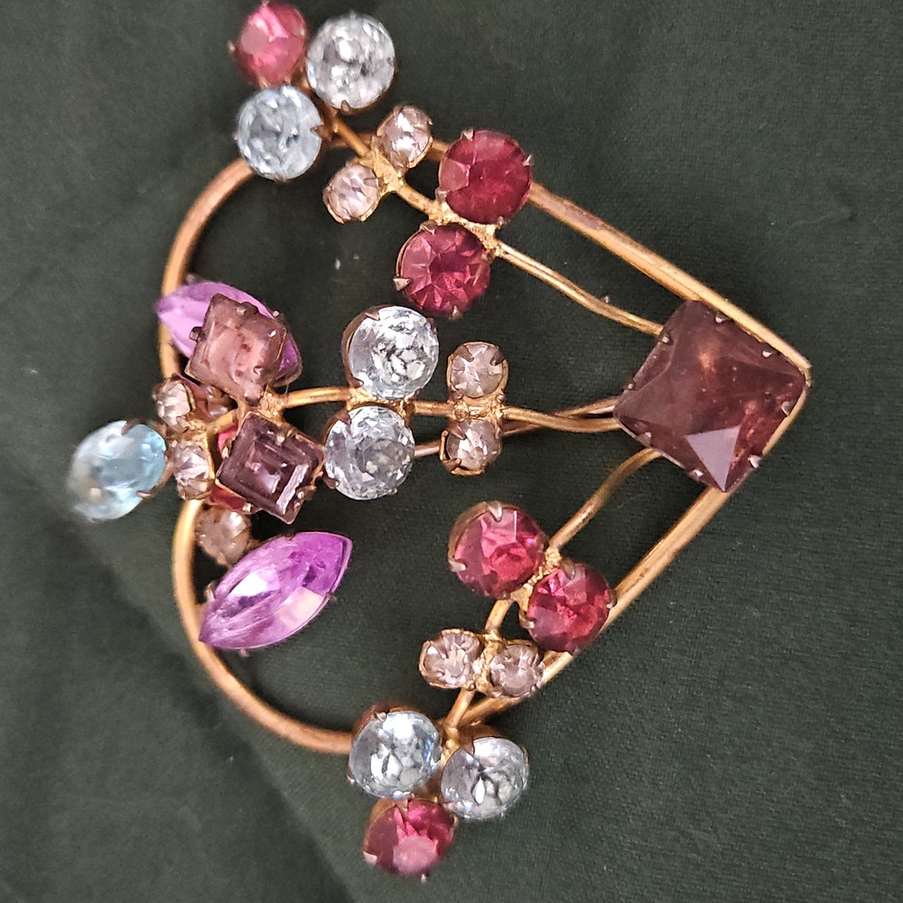 VINTAGE‎ HEART GEMSTONE LARGE BROOCH - Picture 3 of 3